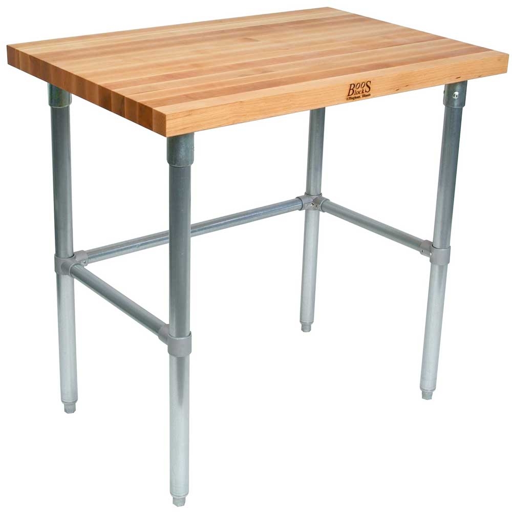 John Boos Oil Finish Maple Top Work Table with Galvanized Base and Bracing, 60 x 24 x 1.75 inch.