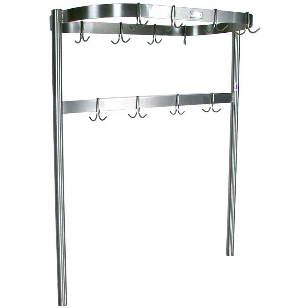 John Boos Table Mount Oval Shaped Stainless Steel Pot Rack, 120 inch.