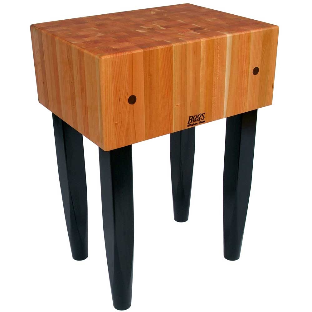 John Boos Cream Finish Cherry Le Butcher Block Table with Casters, 24 x 18 x 10 inch.