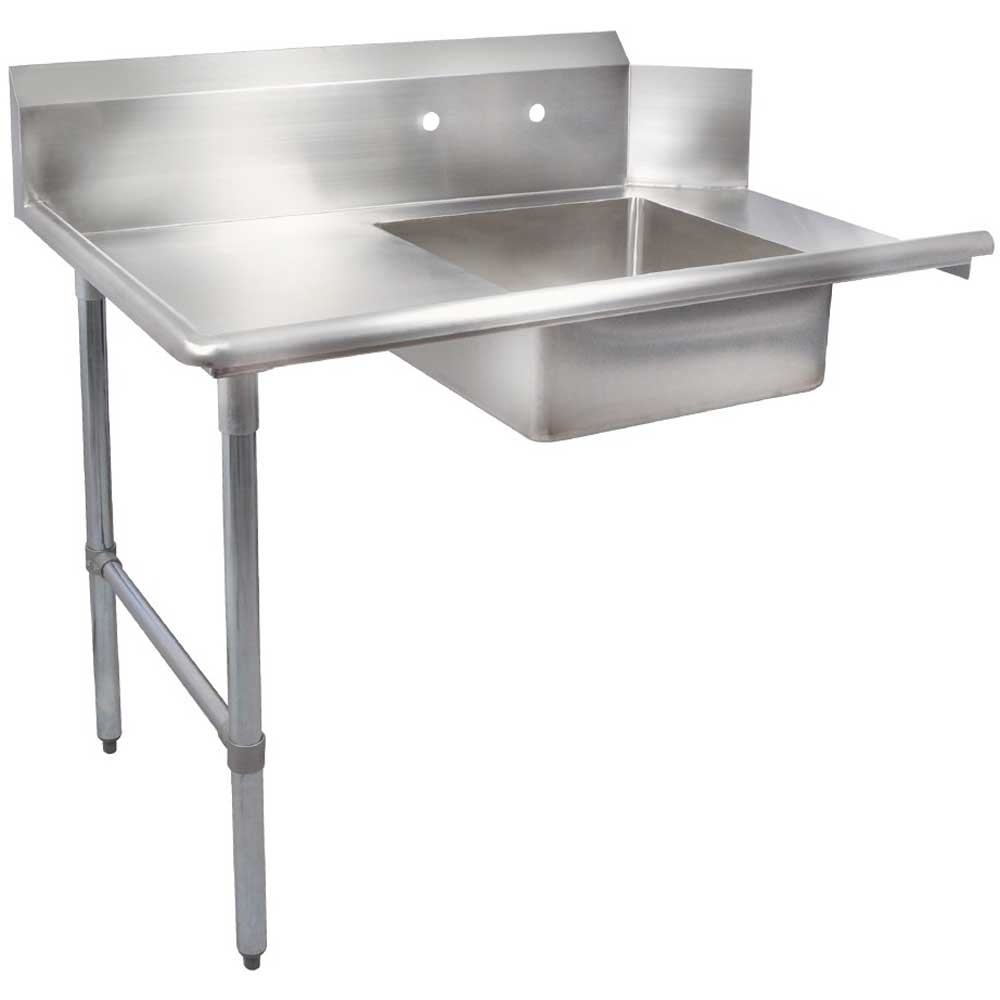 John Boos 14 Gauge Stainless Steel Soiled Dishtable with Left Leg, 72 inch.