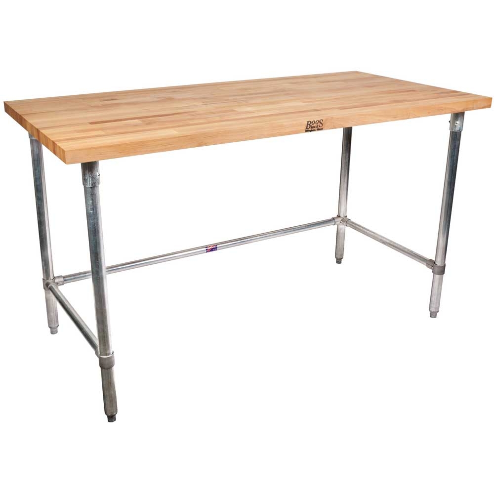 John Boos Oil Finish Stainless Steel Base and Bracing Maple Top Work Table, 48 x 24 x 1 3/4 inch.