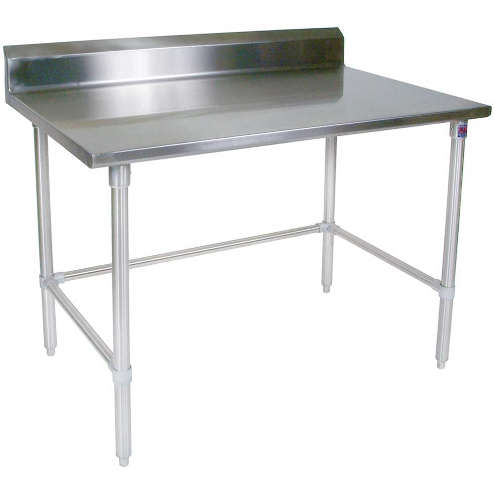 John Boos 14 Gauge Stainless Steel Work Table with Galvanized Base and Adjustable Bracing, 48 x 24 inch.