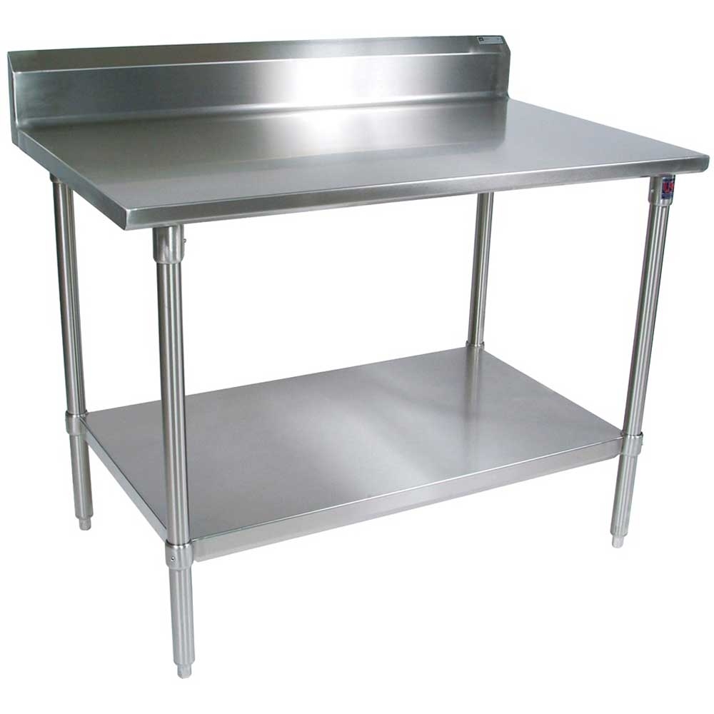 John Boos 14 Gauge Stainless Steel Base Work Table with Adjustable Shelf, 48 x 24 inch.