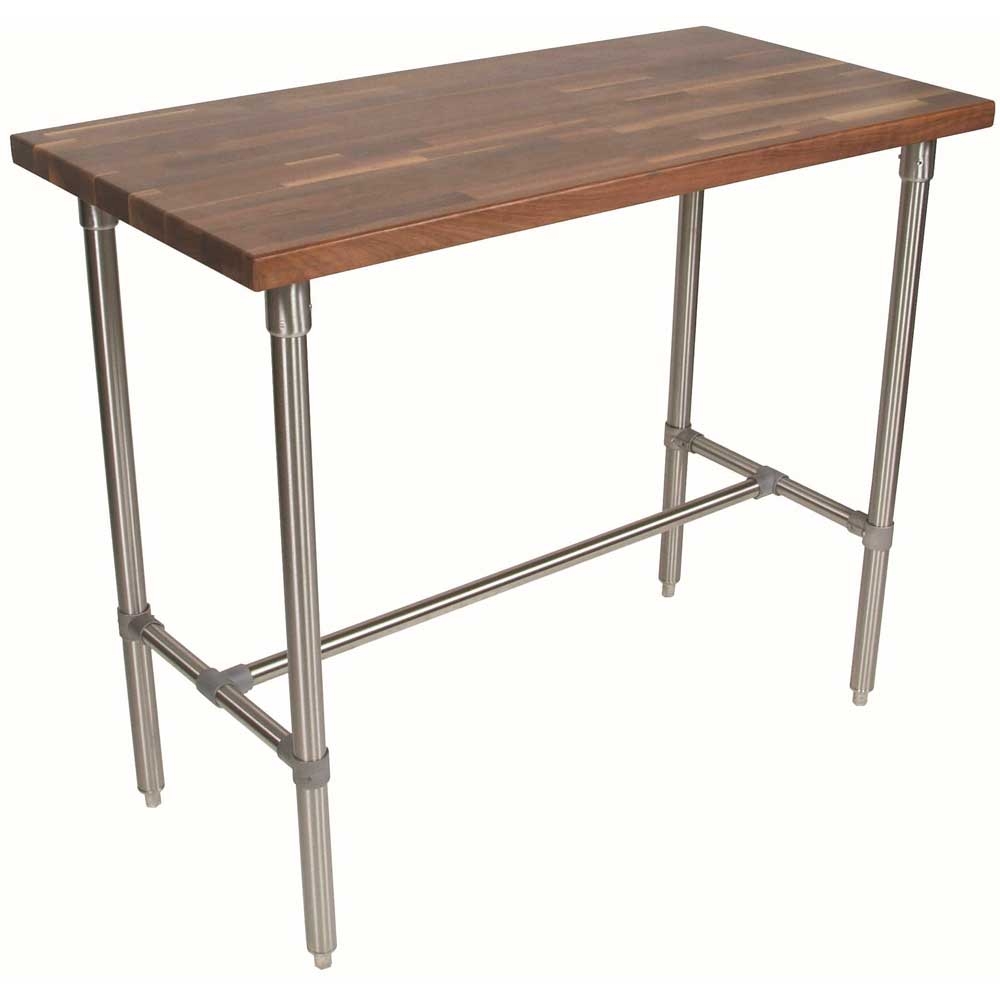 John Boos Cucina Classico in Walnut Utility Table with Locking Casters, 48 x 30 x 40 inch.