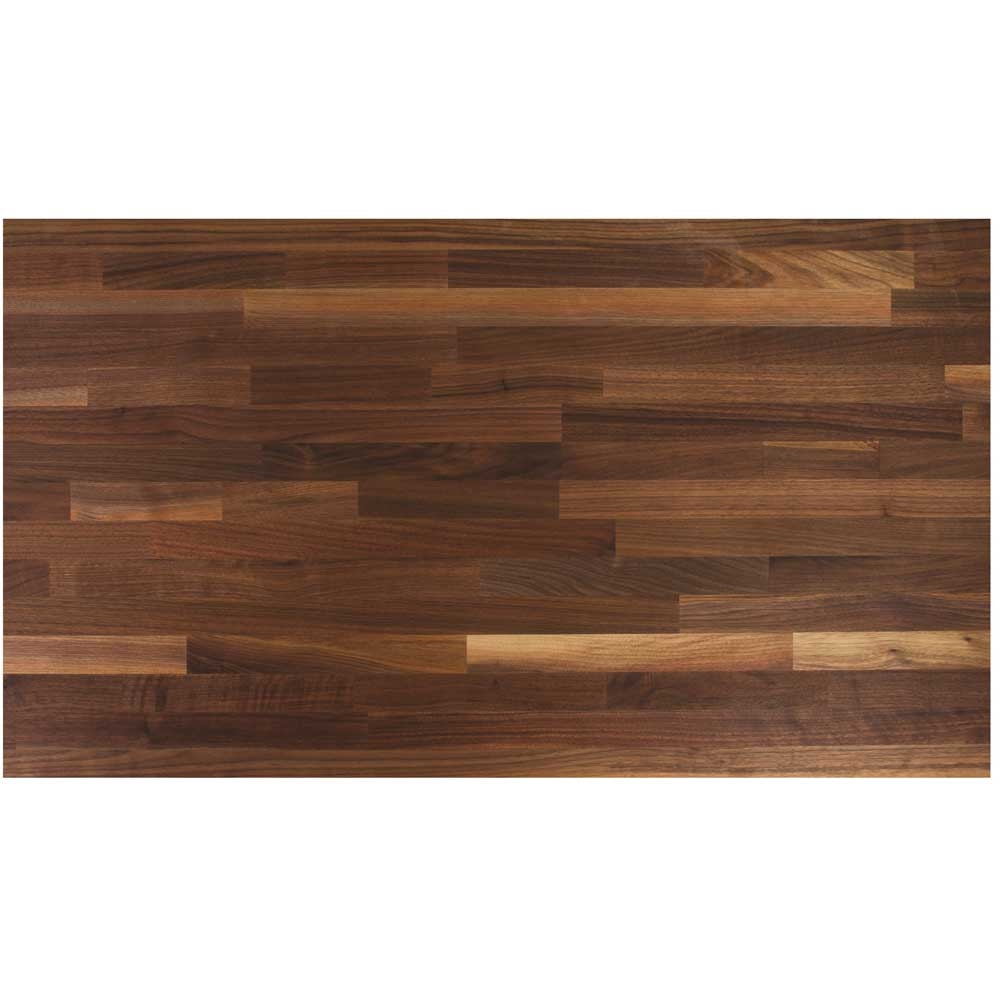 John Boos Blended Walnut Butcher Block Varnique Finish Kitchen Counter Top, 121 x 42 x 1 1/2 inch.