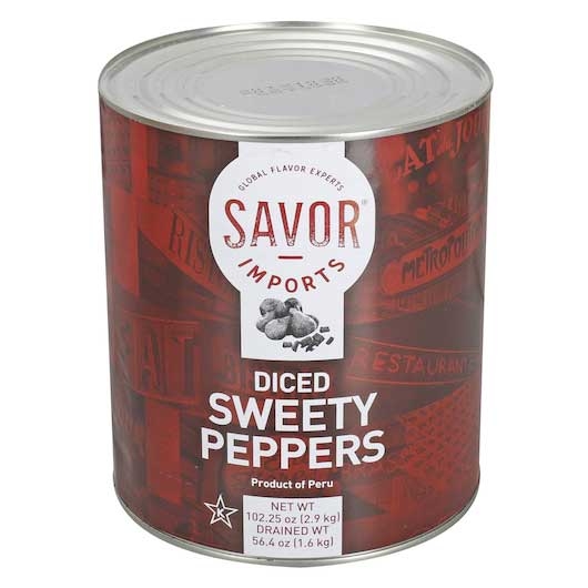 Savor Imports Diced Sweety Peppers, 105 Ounce -- 2 per case.
