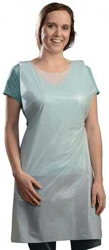 Tradex White Embossed 1.5 Mil Heavy Weight Poly Apron, 28 x 46 inch - 50 count per pack -- 10 packs per case