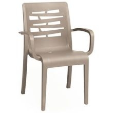Grosfillex Essenza Taupe Stacking Armchair -- 4 per case.