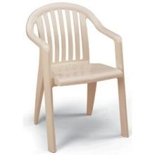 Grosfillex Miami Bistro Sandstone Lowback Armchair -- 4 per case.