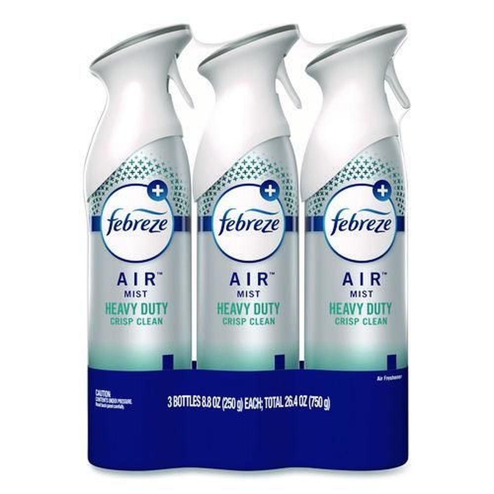 Febreze 8.8 Ounce Heavy-Duty Crisp Clean Air Freshener Aerosol Spray, 3 count