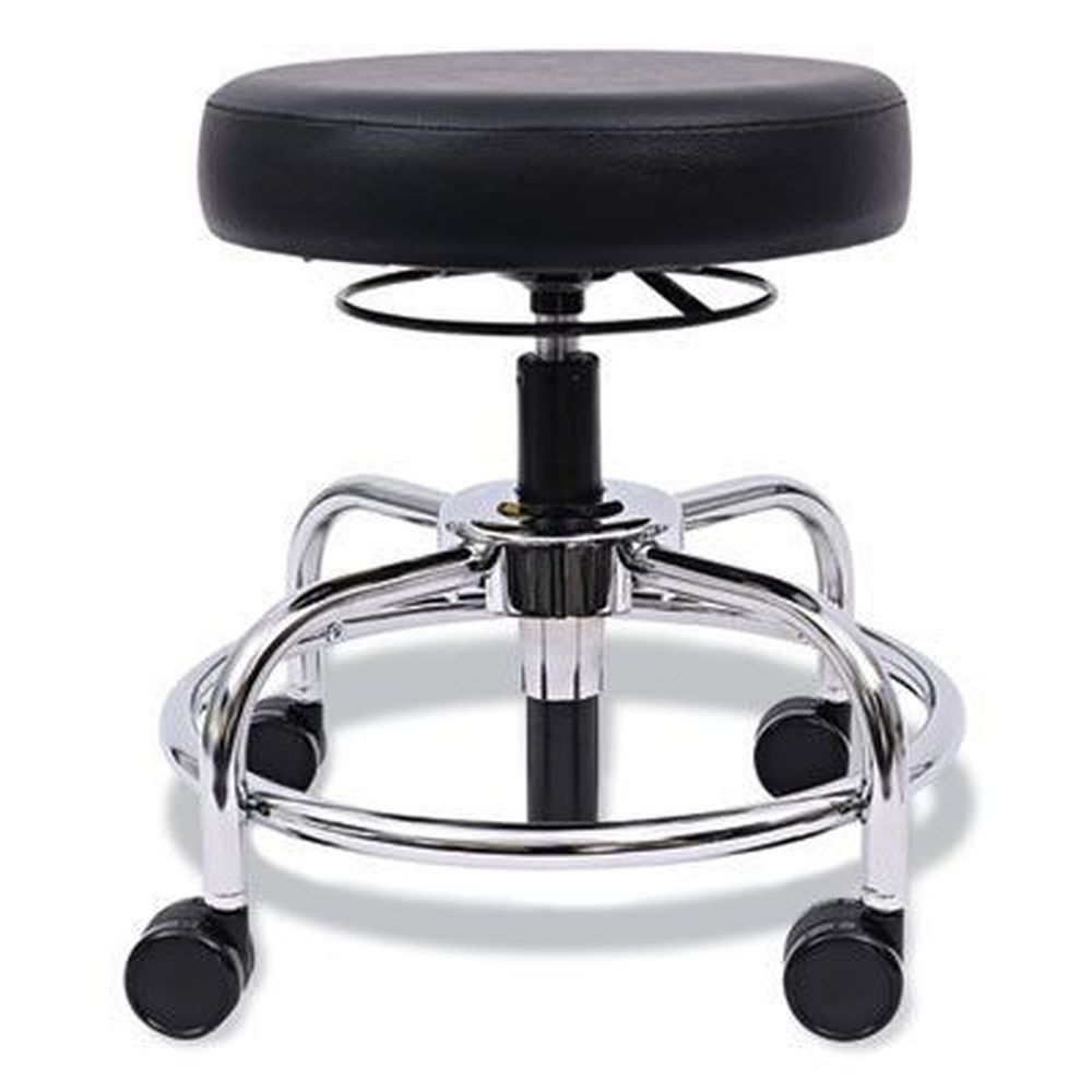 Alera HL Series Black Seat Chrome Base Height-Adjustable Backless Utility Stool, Supports Up to 300 Pound