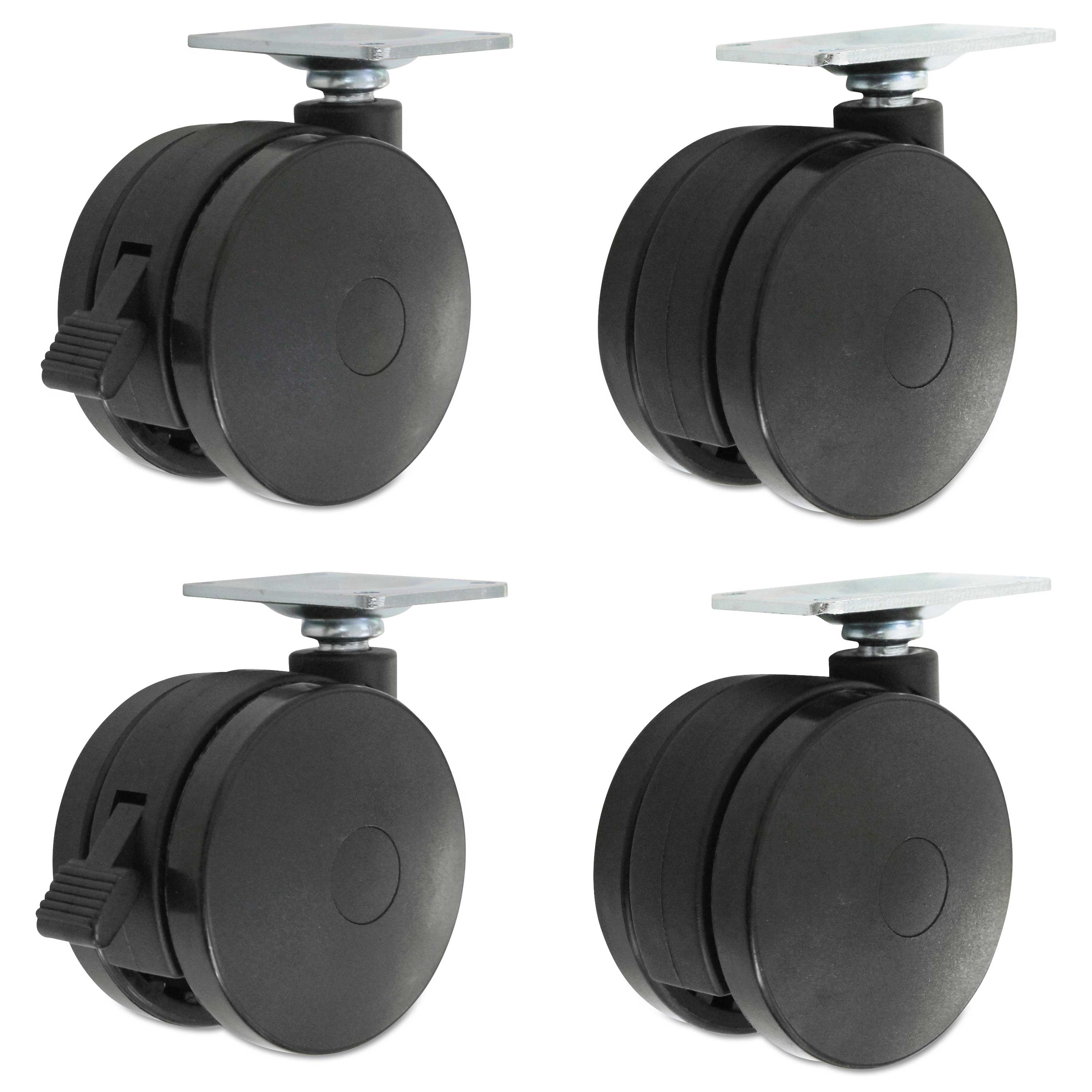 Alera Nylon Black Casters for Height-Adjustable Table Bases, 3 x 2.75 x 3.75 inch - 4 per set -- 1 set