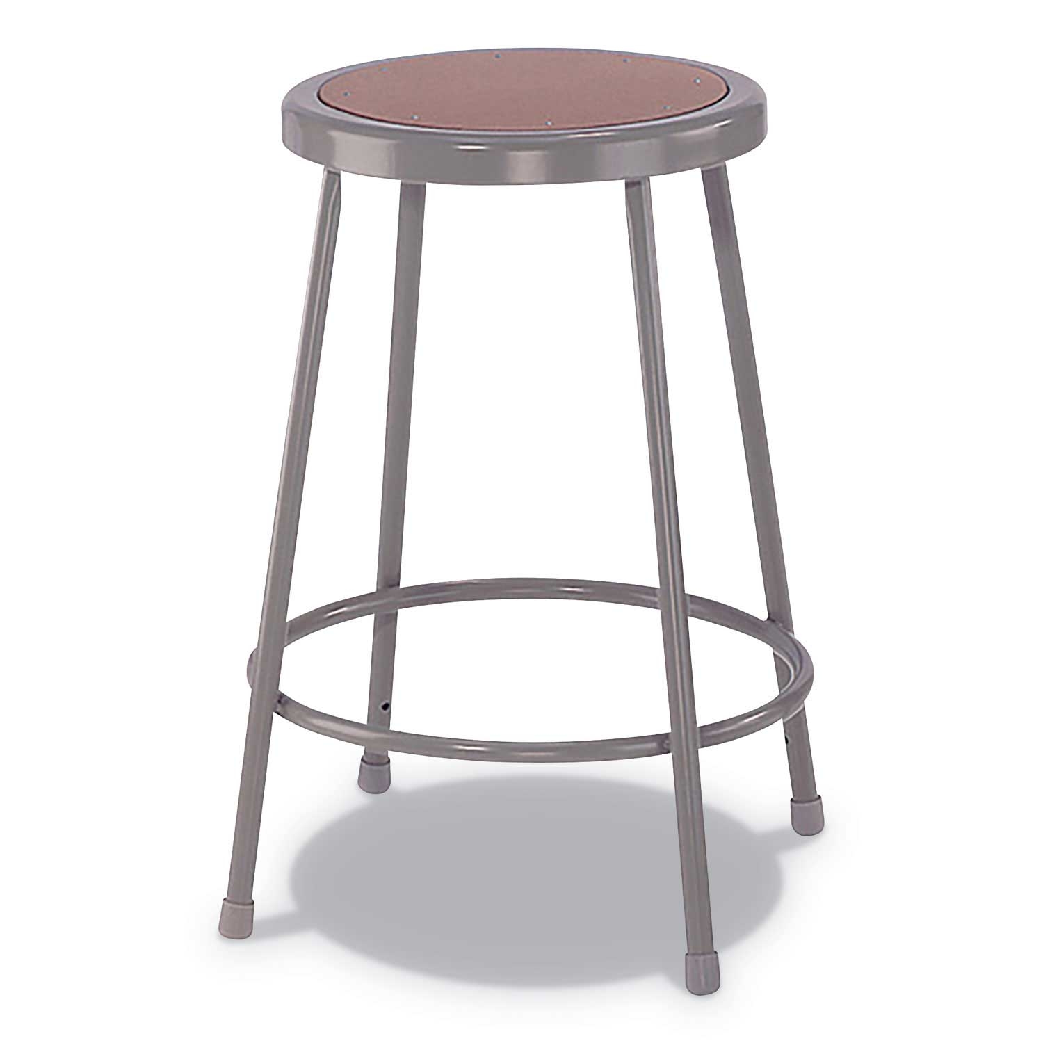 Alera Brown Seat Industrial Metal Shop Stool with Gray Back and Base, 30 inch Seat Height