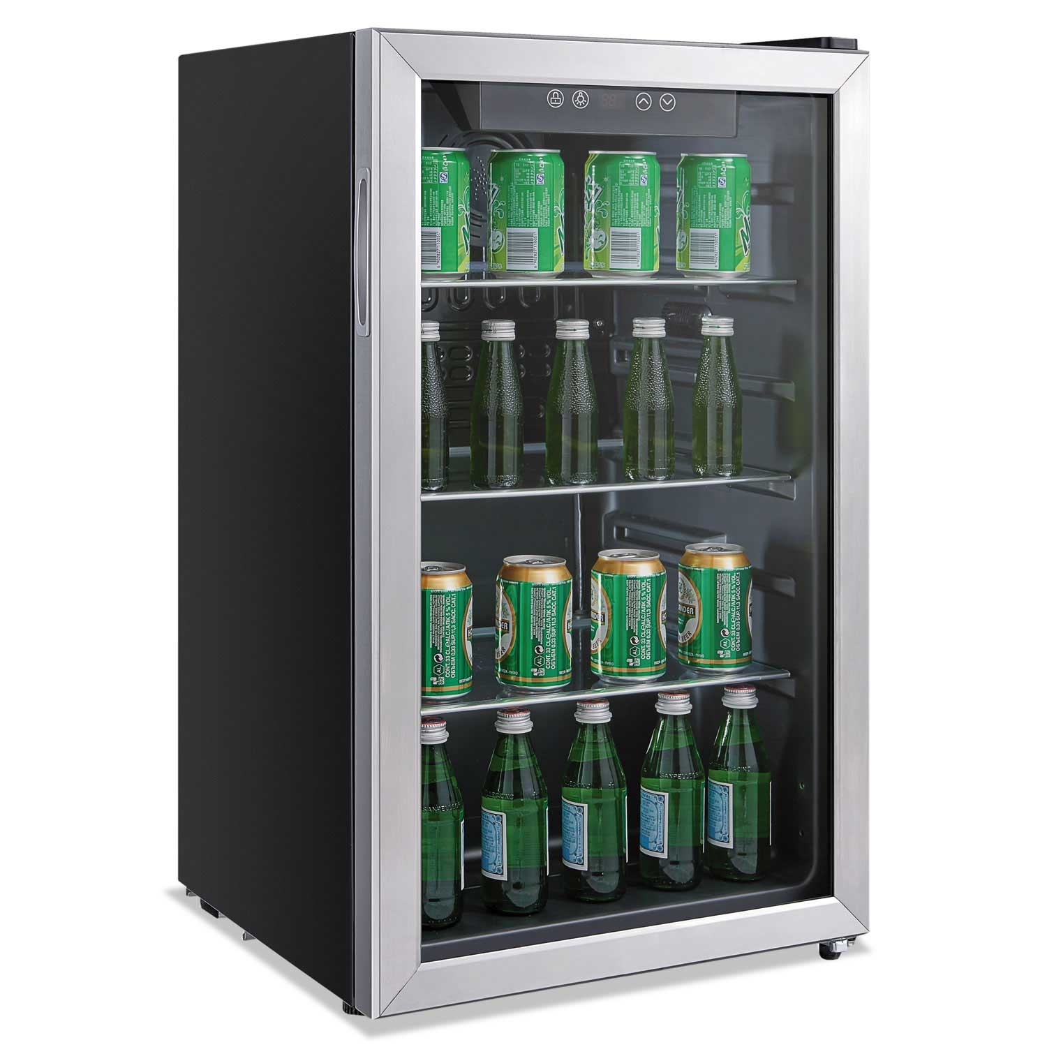 Alera Stainless Steel/Black Beverage Cooler, 3.4 Cubic Feet