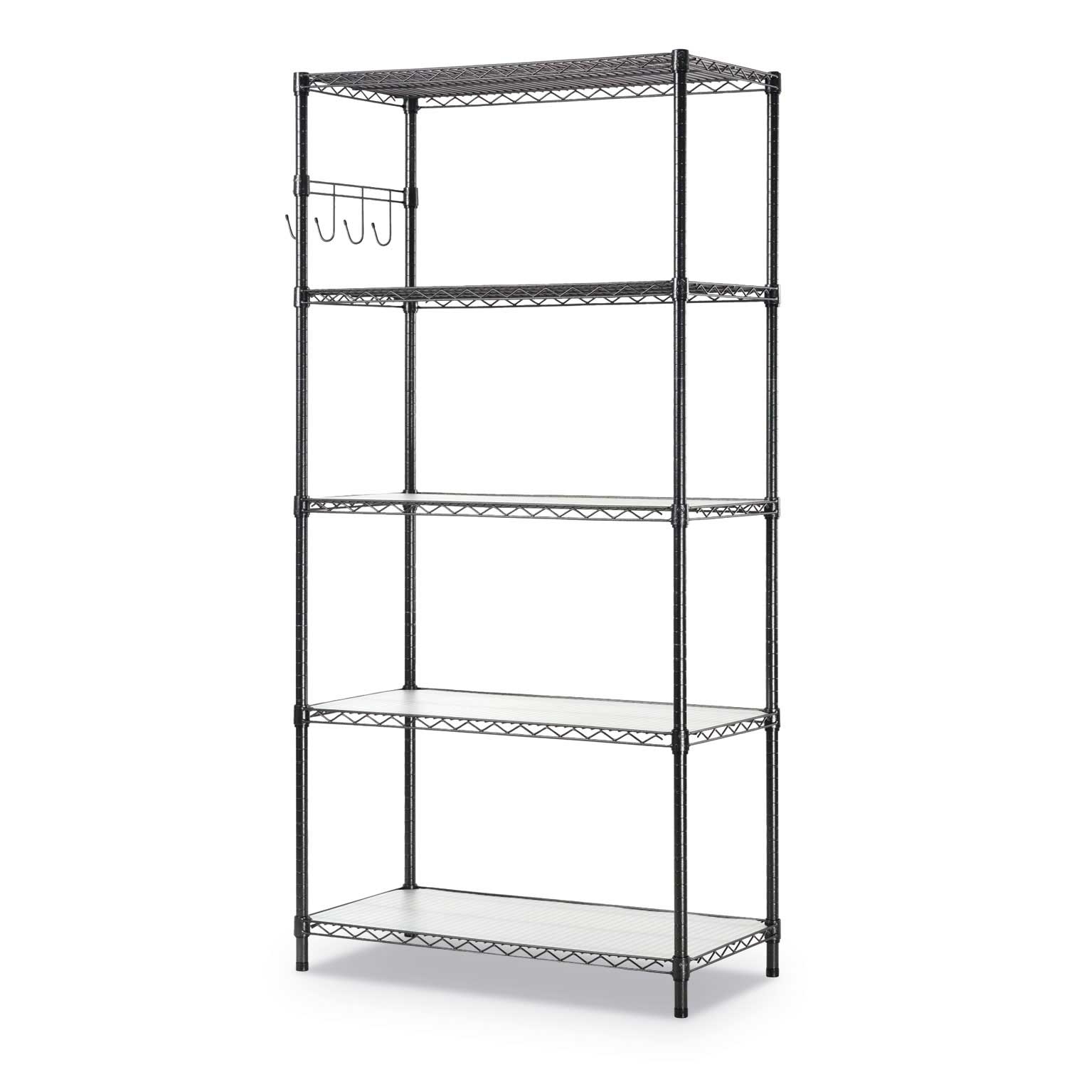 Alera Black Anthracite 5-Shelf Wire Shelving Kit with Casters and Shelf Liners, 36 x 18 x 72 inch