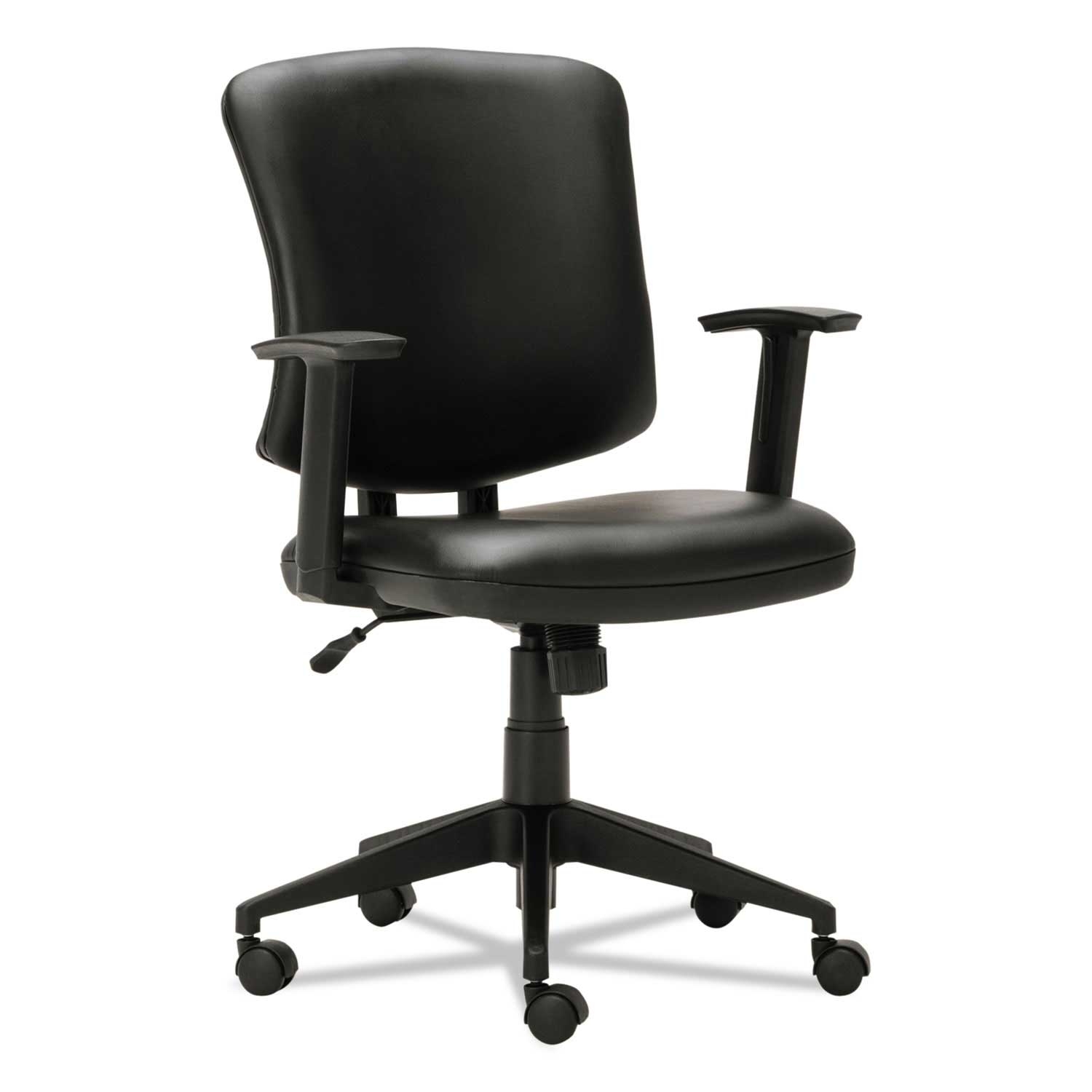 Alera Everyday Task Leather Black Office Chair with Black Base and Seat, Supports upto 275 Pound