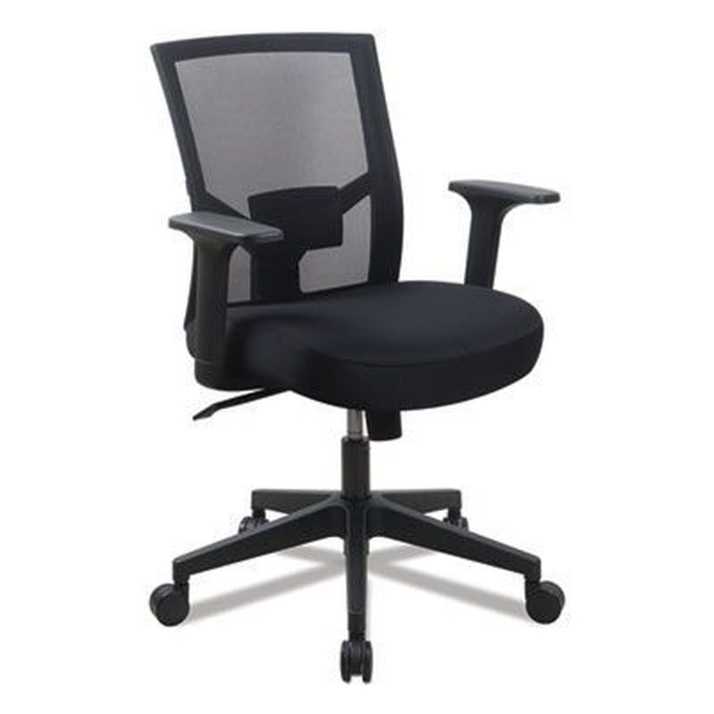 Workspace by Alera Black Seat Black Mesh Back Fabric Task Chair, 17.32 to 21.1 inch Seat Height