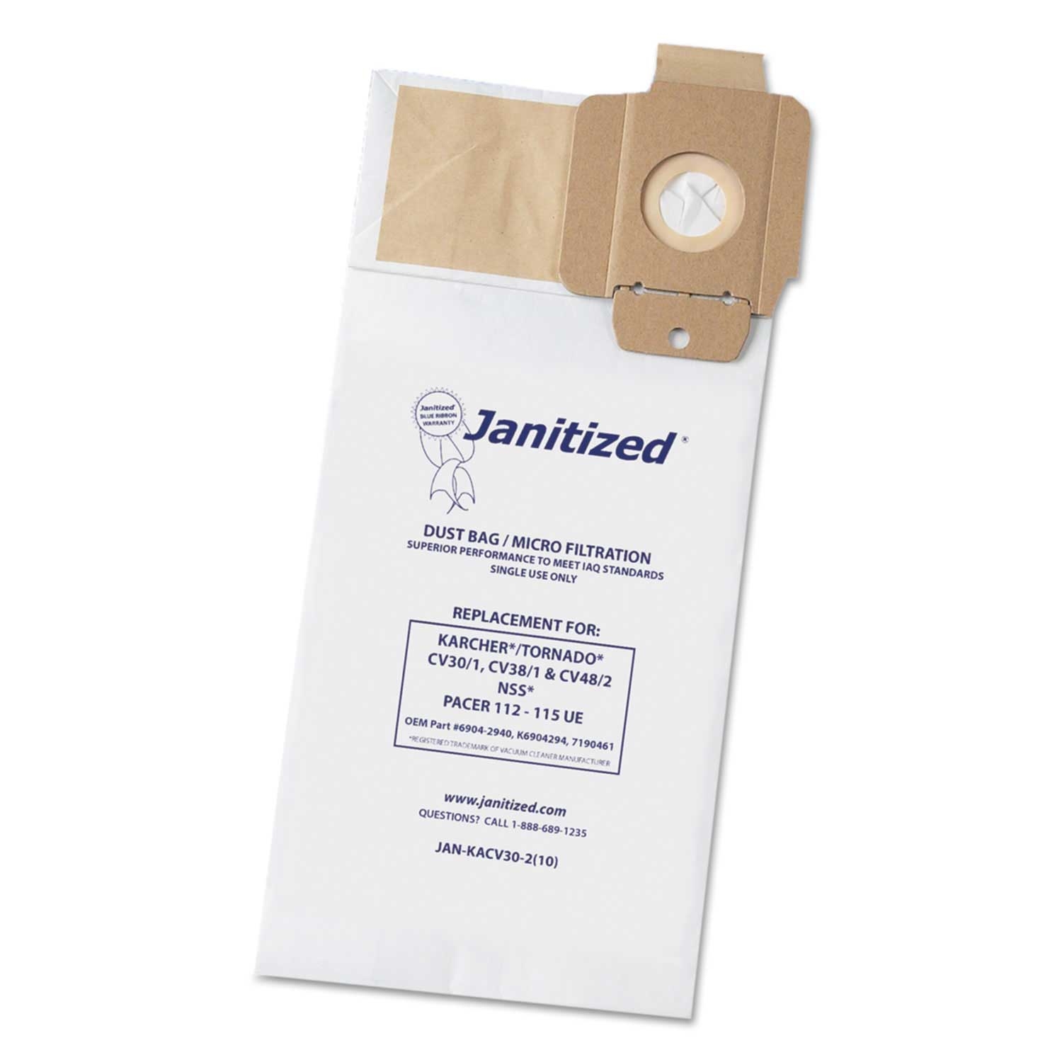Janitized Vacuum Filter Bag for Karcher Tornado CV30/1, CV38/1, CV48/2 Vacuum Cleaner -- 100 per case