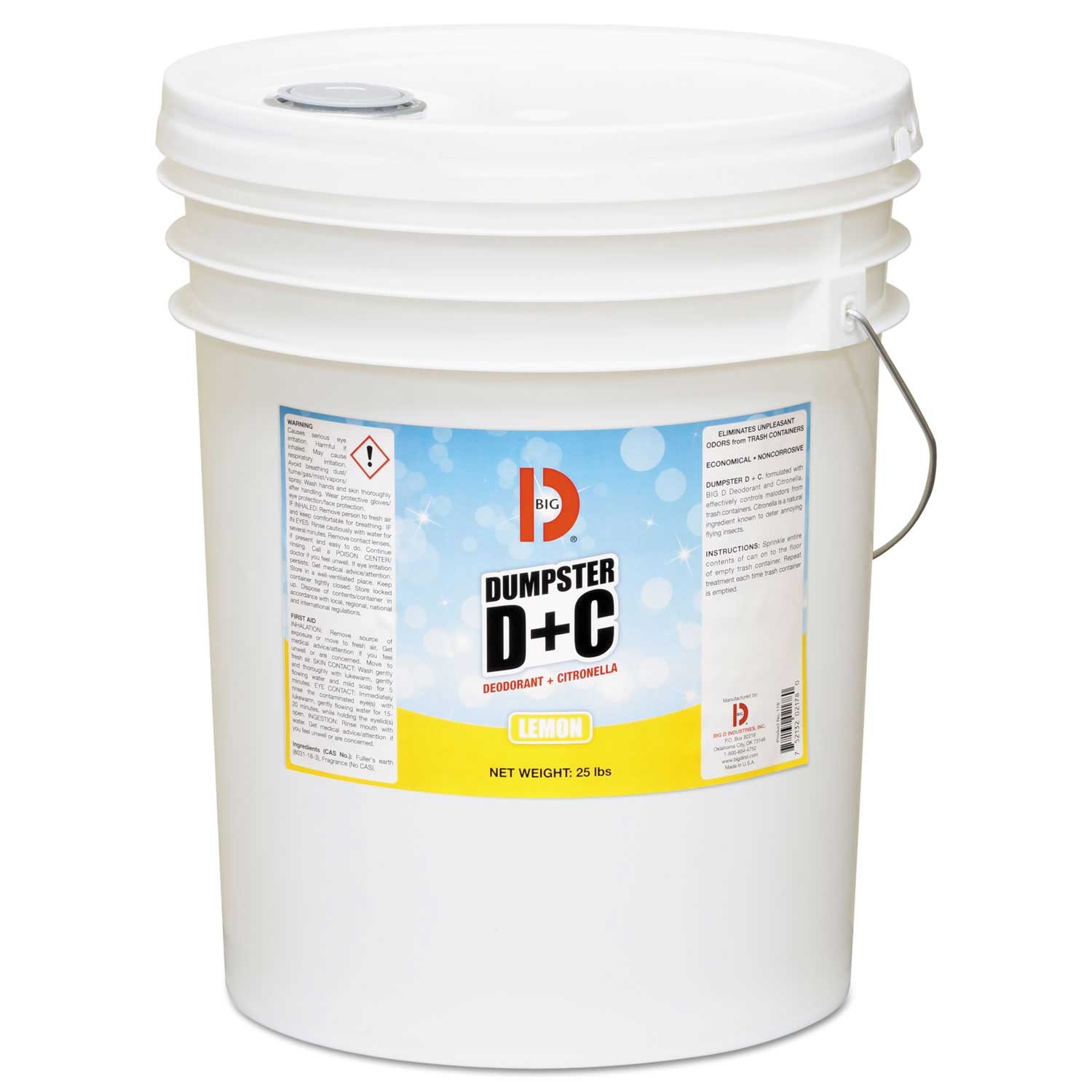 Big D Industries Neutral Dumpster Deodorant Plus Citronella, 25 Pound Bucket