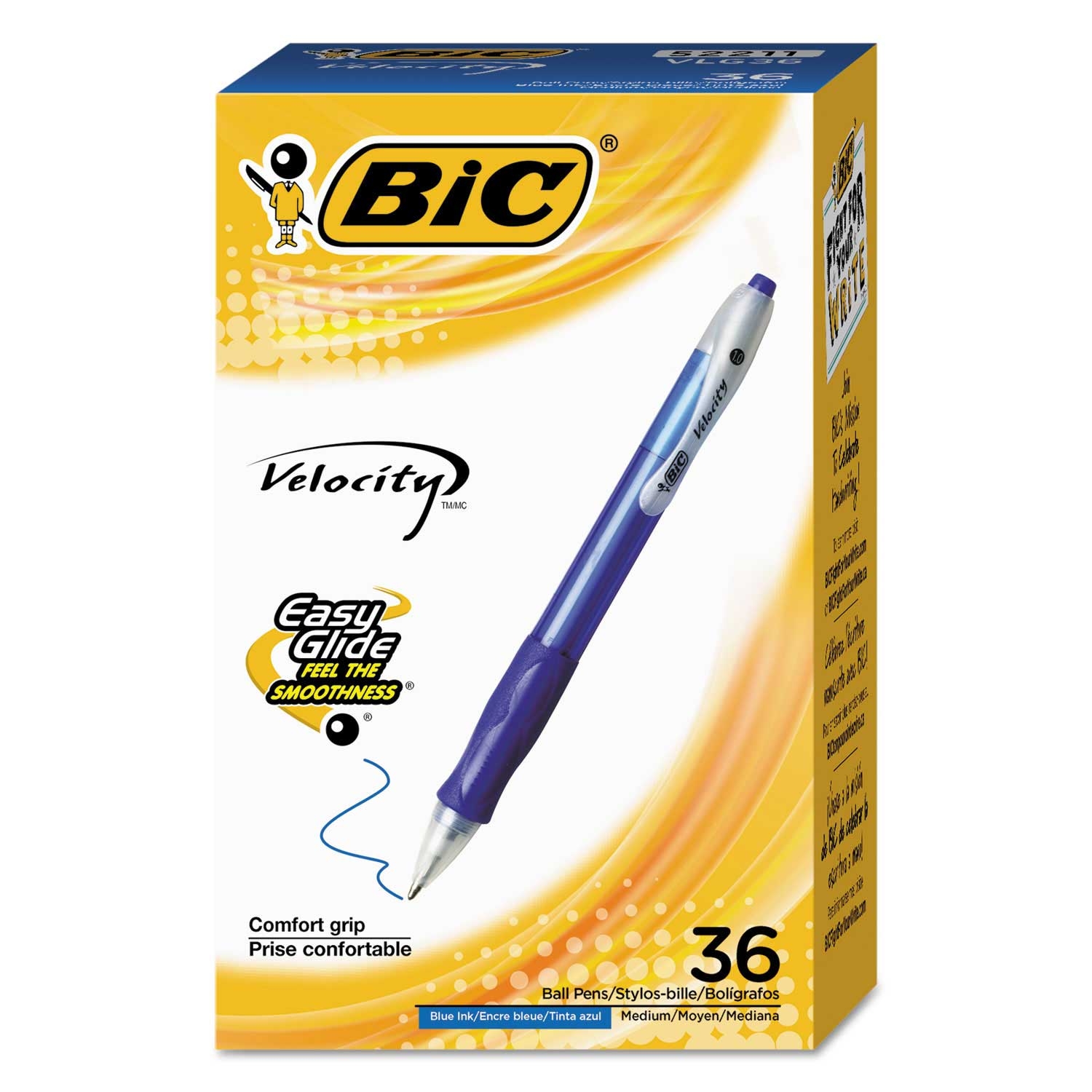 BIC Blue Ink and Barrel Medium 1 mm Velocity Retractable Ballpoint Pen -- 36 per case