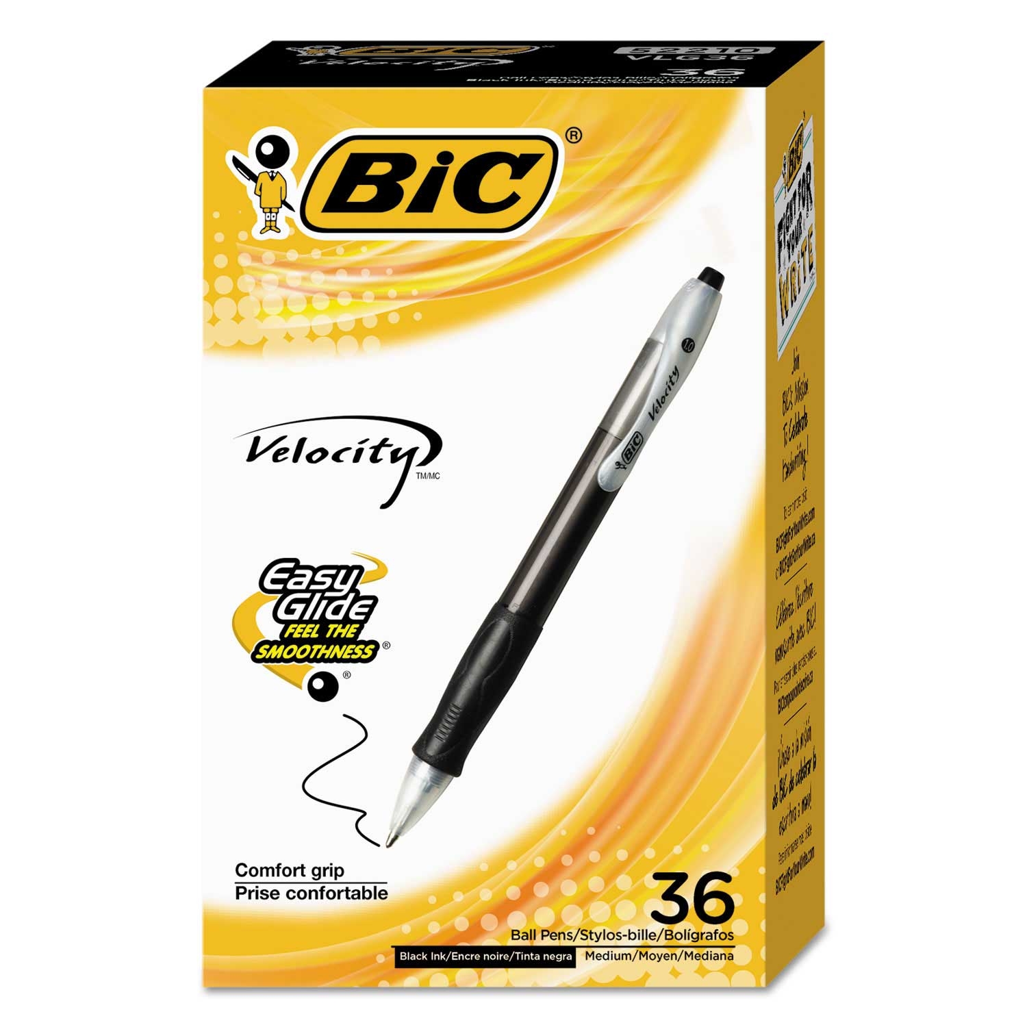 BIC Black Ink and Barrel Medium 1 mm Velocity Retractable Ballpoint Pen -- 36 per case