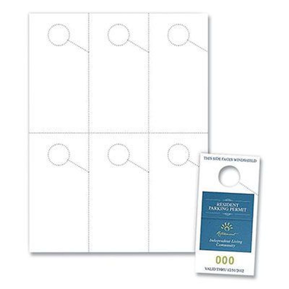 Blanks USA White Micro-Perforated Parking Pass, 8.25 x 11 inch - 6 per sheet -- 50 sheets per pack
