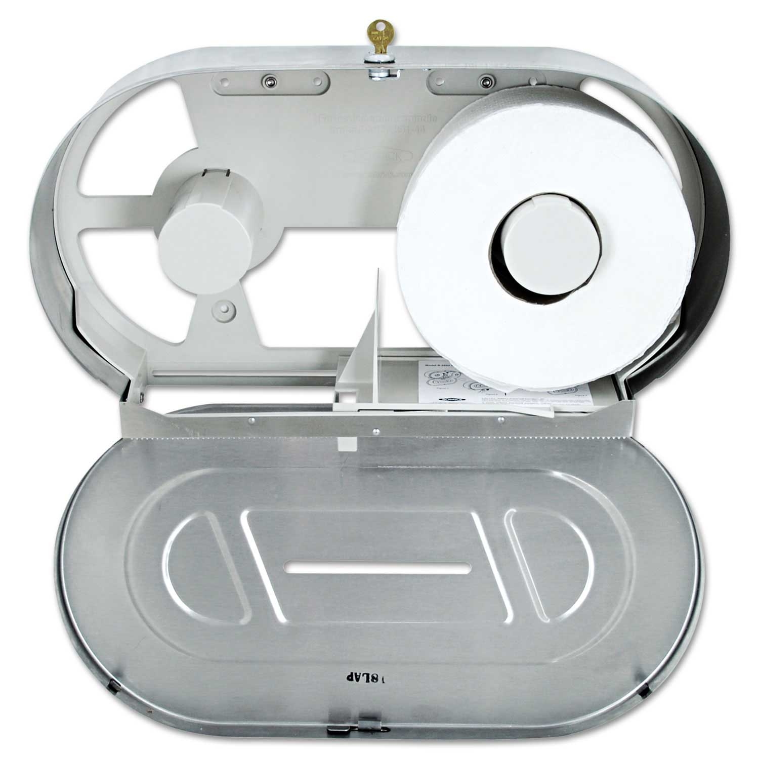 Bobrick Classic Series Stainless Steel Satin Finish Jumbo Toilet Tissue 2 Roll Dispenser, 20.81 x 5.31 x 11.38 inch