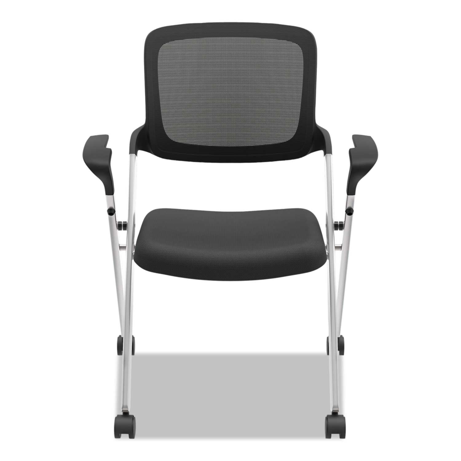 Hon Black Seat Black Back VL314 Mesh Nesting Chair with Silver Base, Supports up to 250 Pound -- 2 per case