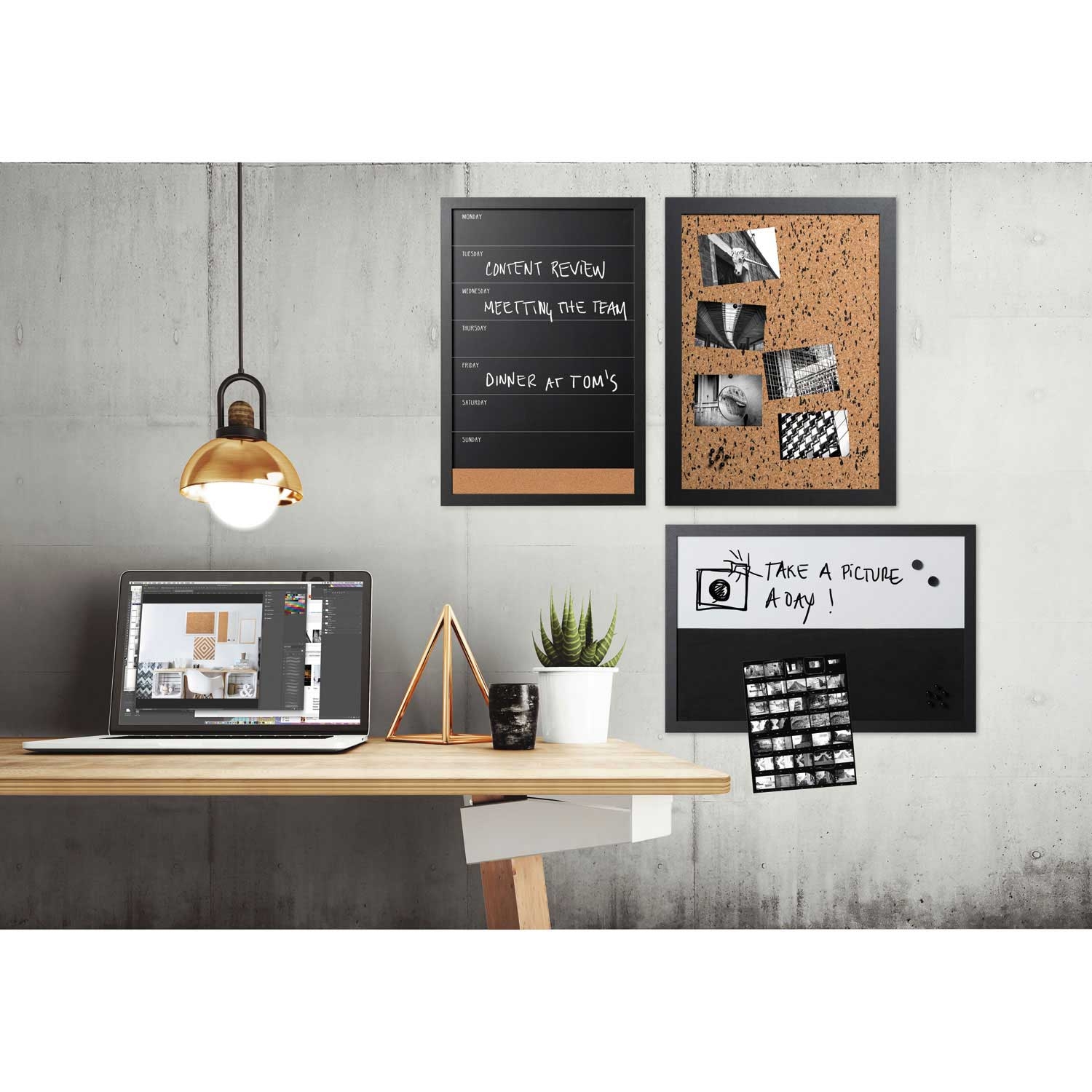 MasterVision Black and White Message Board Set - 3 per pack -- 1 pack per case