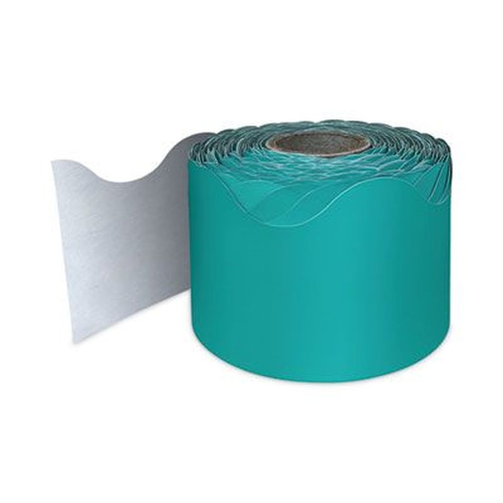 Carson Dellosa Education Teal Rolled Scalloped Border, 2.25 inch x 65 feet