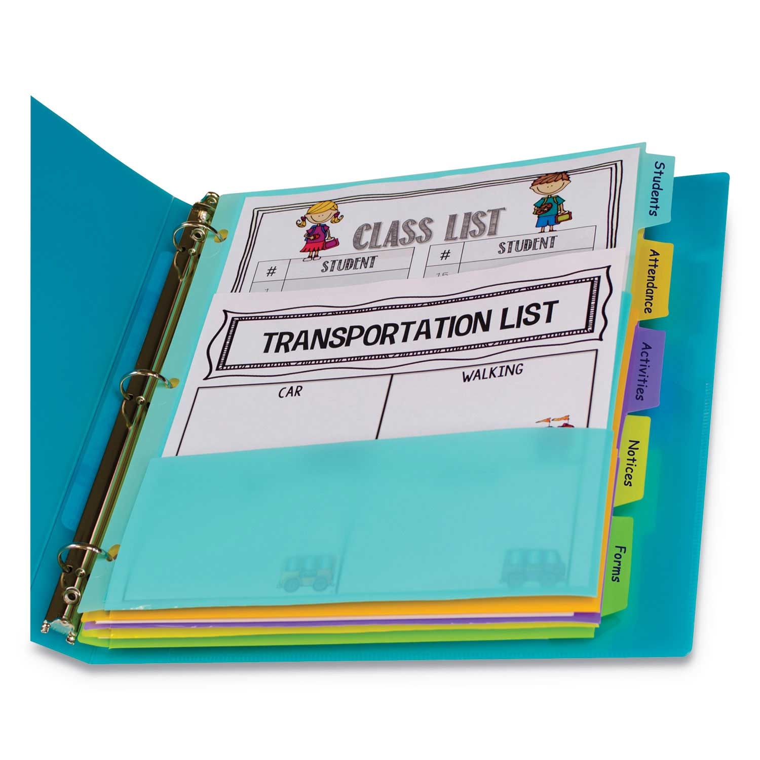 C Line Assorted 5 Tab Index Divider with Multi Pockets, 11.5 x 10 inch -- 1 set