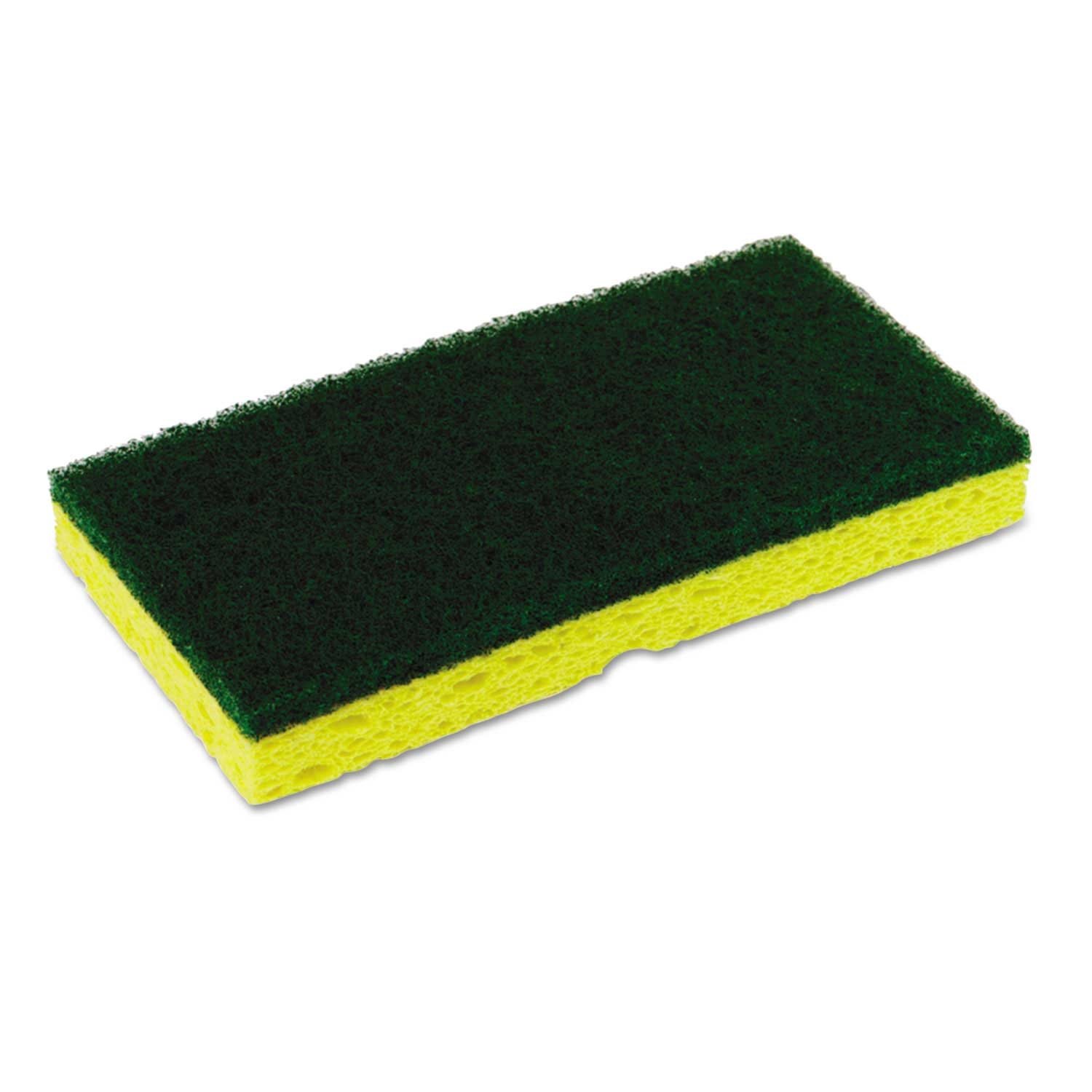 Continental Yellow and Green Medium Duty Sponge N Scrubber, 3 3/8 x 6 1/4 inch - 3 per pack -- 8 packs per case