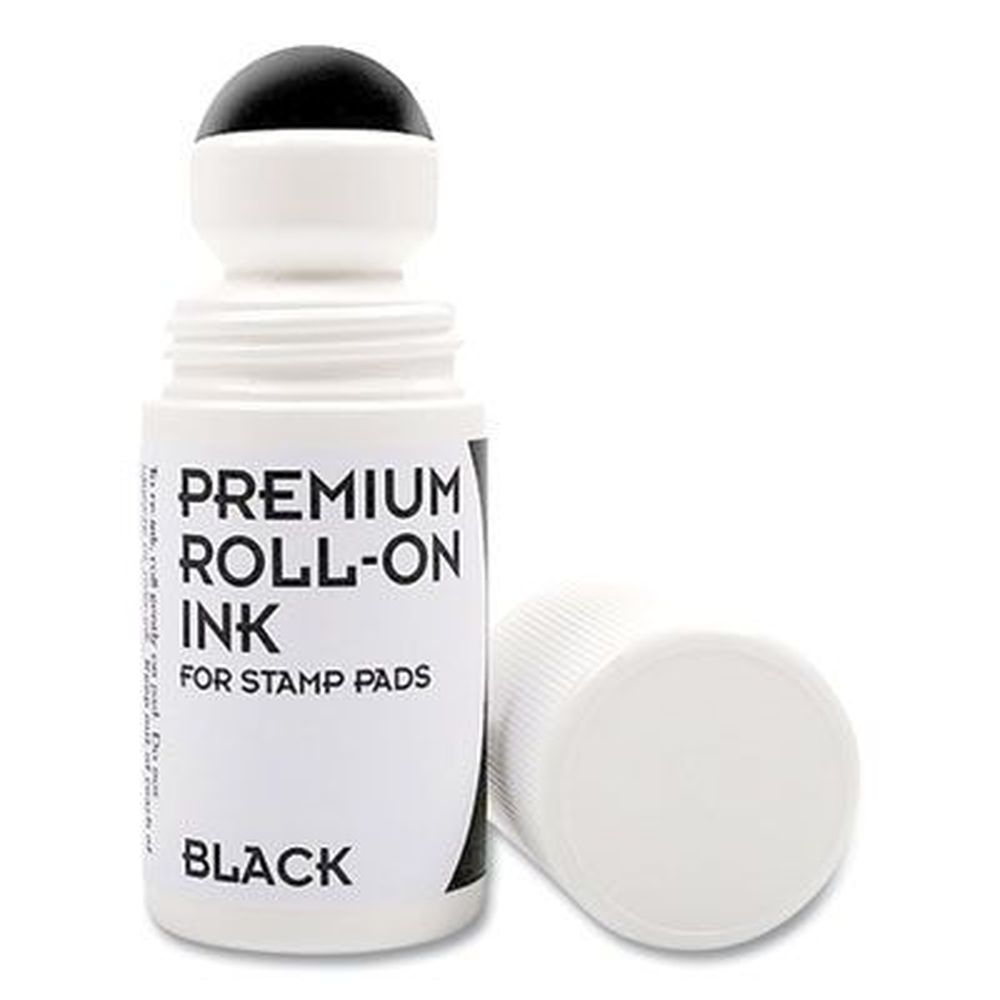 COSCO Black Premium Roll-On Ink for Stamp Pad, 2 Ounce