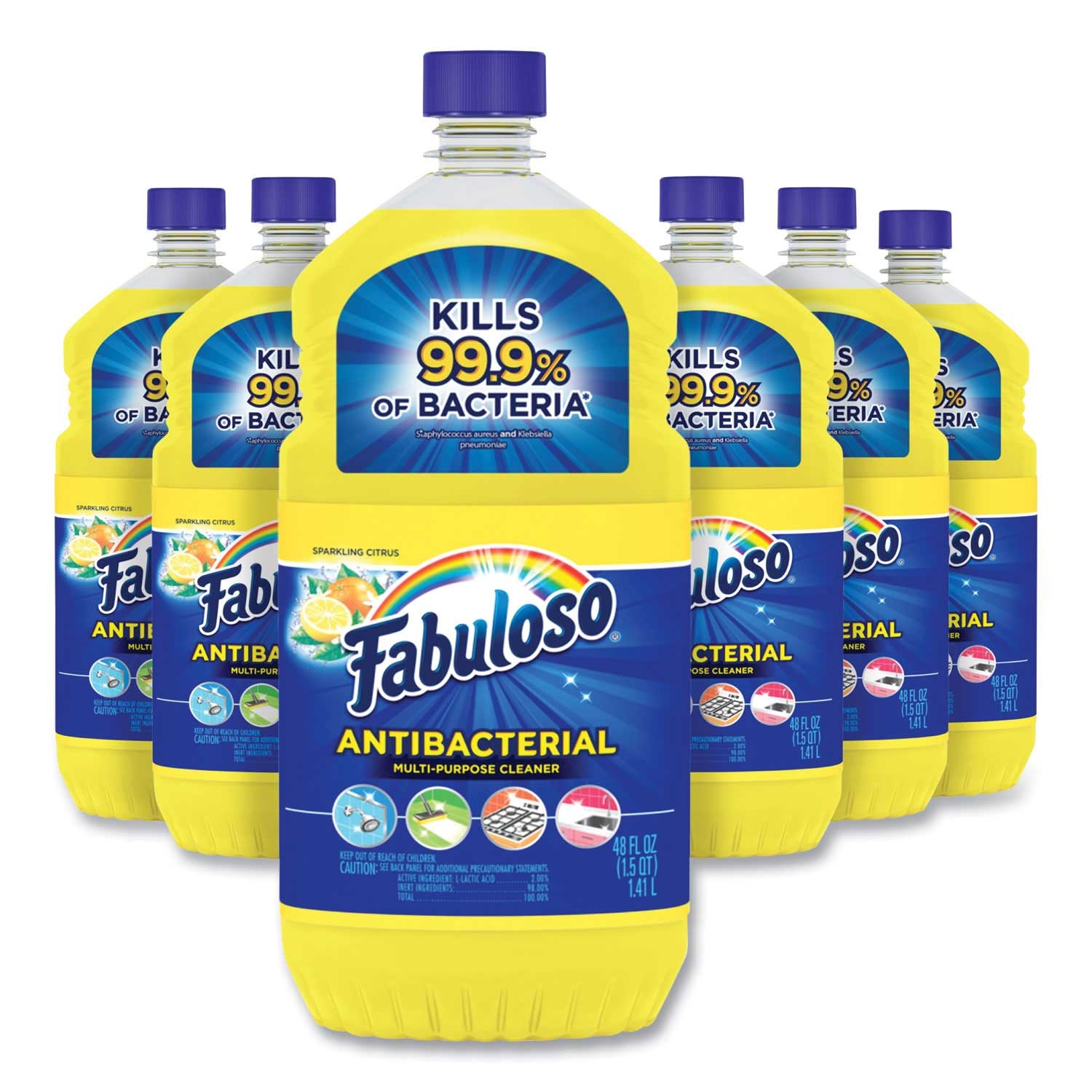 Fabuloso Sparkling Citrus Scent Antibacterial Multi-Purpose Cleaner, 48 Ounce Bottle -- 6 per case