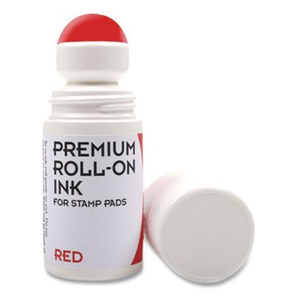 COSCO Red Premium Roll-On Ink for Stamp Pad, 2 Ounce