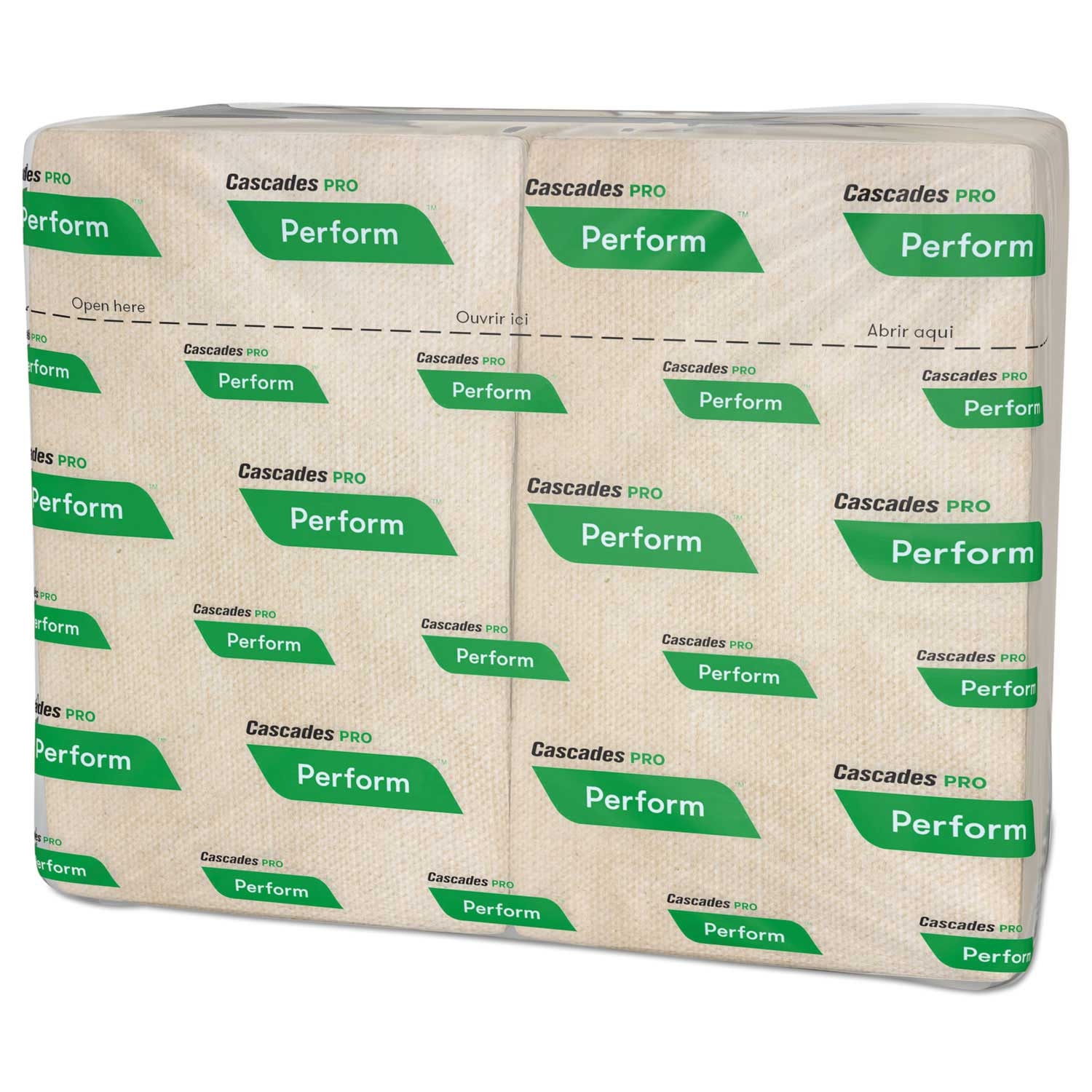 Cascades PRO Perform Natural 1 Ply Interfold Napkin, 6 1/2 x 4 1/4 inch - 376 per pack -- 16 packs per case