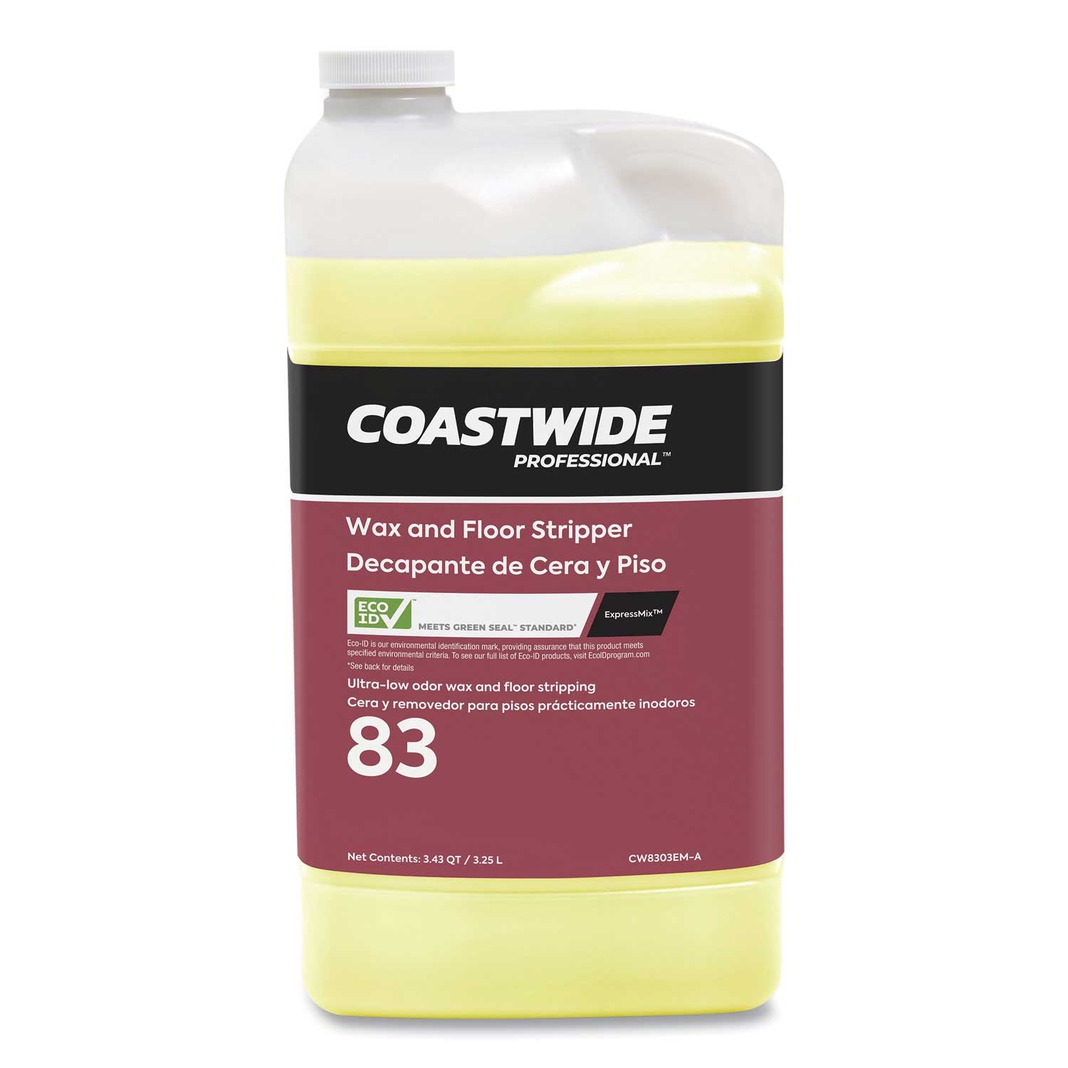 Coastwide Professional Ultra Low Odor Soap Scent Wax and Floor Stripper for ExpressMix System, 3.25 Liter Bottle -- 2 per case