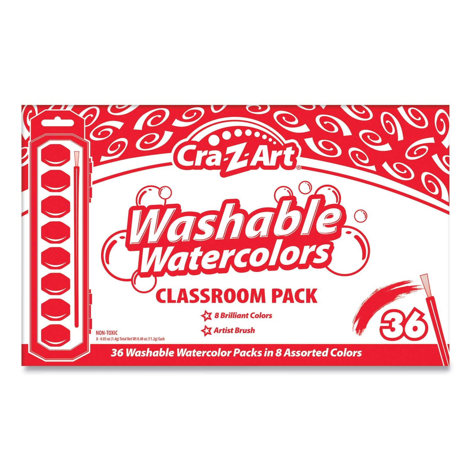 Cra-Z-Art 8 Color Washable Watercolor Kit - 36 kits per box -- 1 box