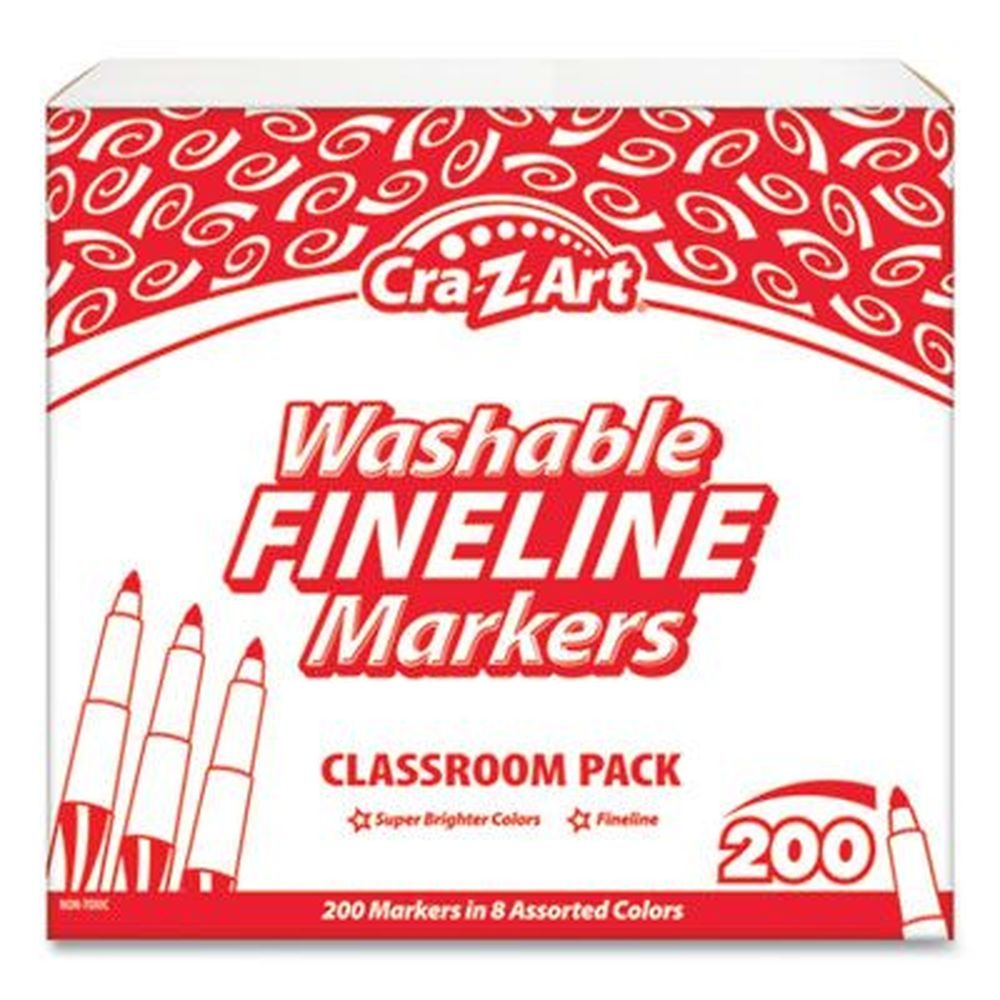 Cra-Z-Art Eight Assorted Colors Fine Bullet Tip Washable Fineline Markers Classpack -- 200 per set