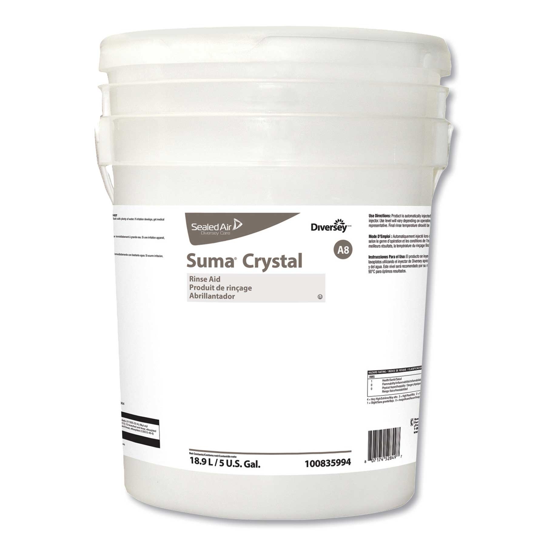 Diversey Suma Crystal A8 Characteristic Scent Rinse Aid, 18.9 Liter Container