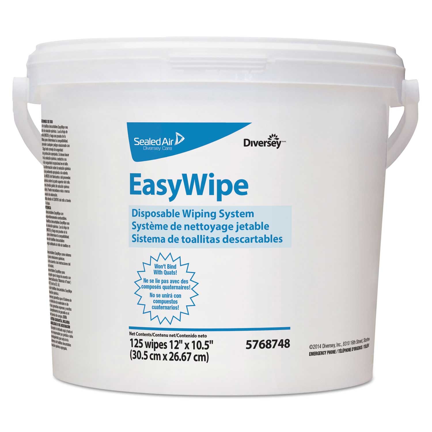 Diversey Easywipe White Disposable Dry Wipe Roll, 12 x 10.5 inch - 125 per pack -- 6 packs per case
