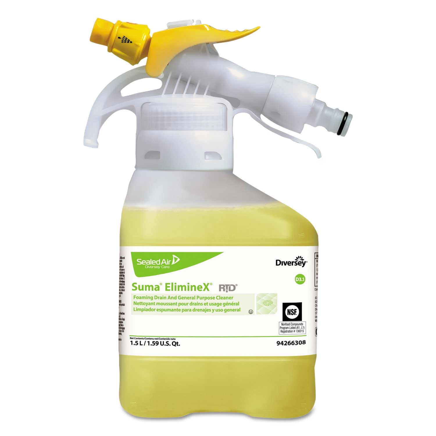 Diversey Suma Eliminex D3.1 Foam Drain Liquid Cleaner, 50.7 Ounce -- 2 per case