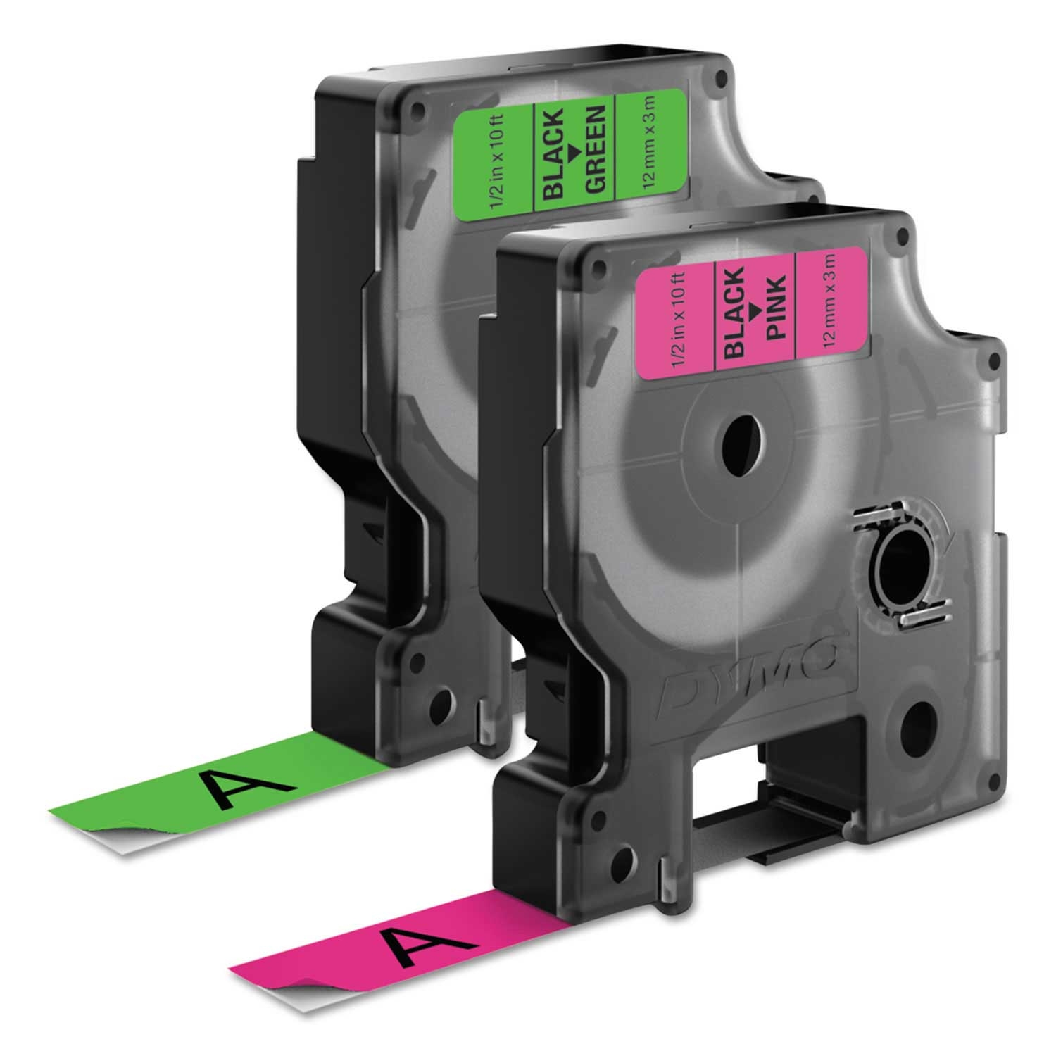 DYMO Black On Neon D1 High-Performance Polyester Perm Label Tape, 0.5 inch x 10 Feet - 2 per pack -- 1 pack