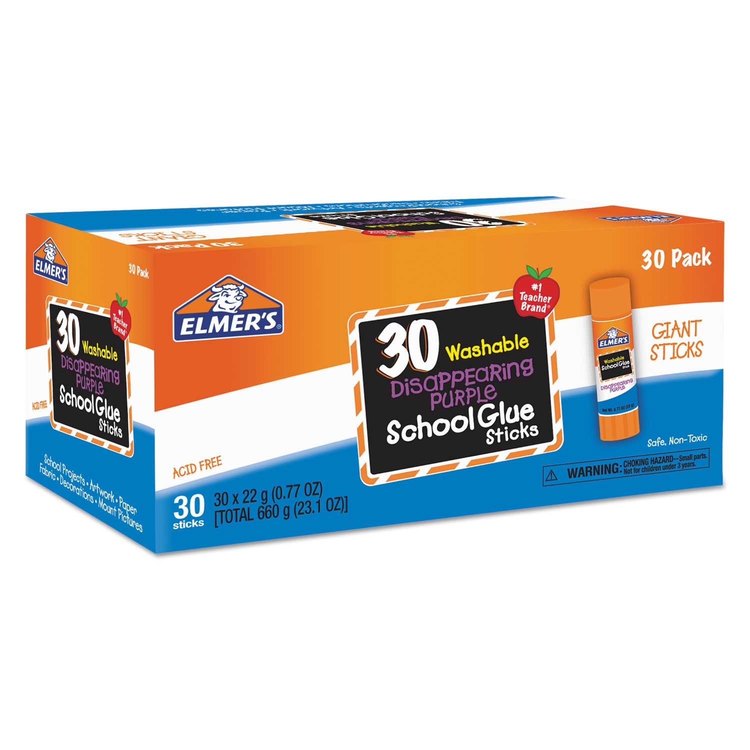 Elmers Disappearing Purple All Purpose Glue Stick, 0.77 Ounce - 30 per box -- 1 box per case