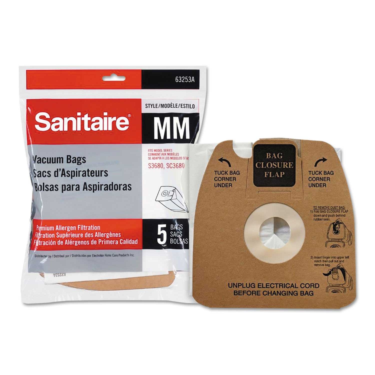 Sanitaire Style MM Disposable Dust Bag with Allergen Filter for S3680, SC3680 Series Canister Vacuums, 6 x 10 inch -- 5 per case