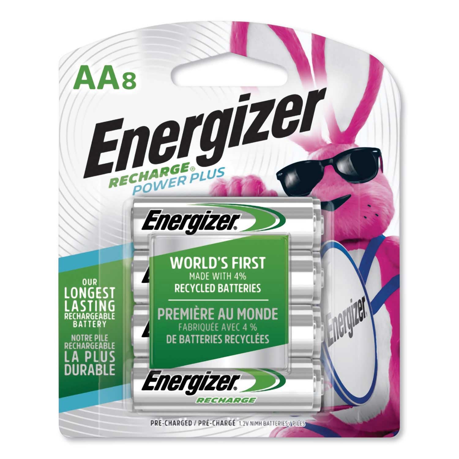 Energizer NiMH 1.2 Volt Rechargeable AA Battery - 8 per pack -- 1 pack per case