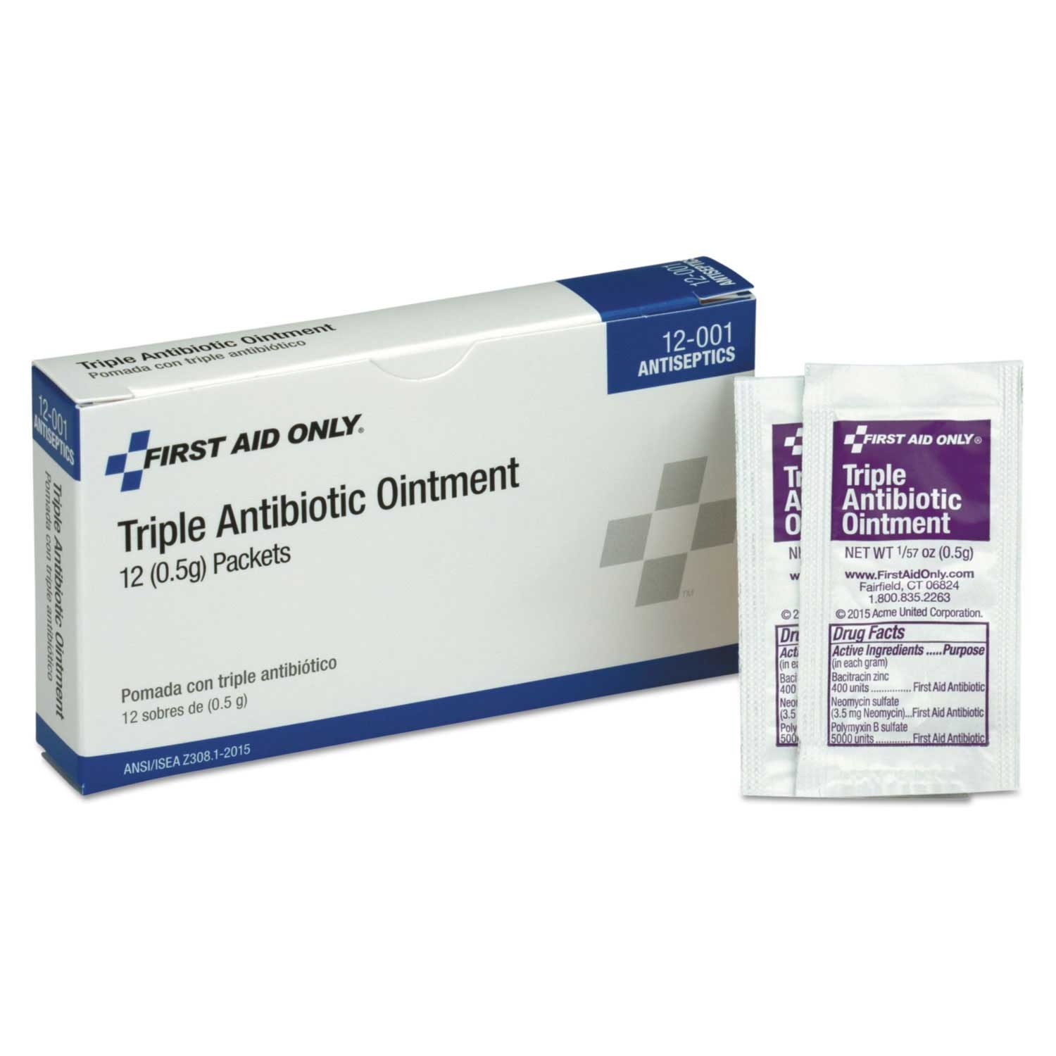 PhysiciansCare by First Aid Only Triple Antibiotic Ointment, 0.5 Gram Packets - 12 per box -- 1 box per case