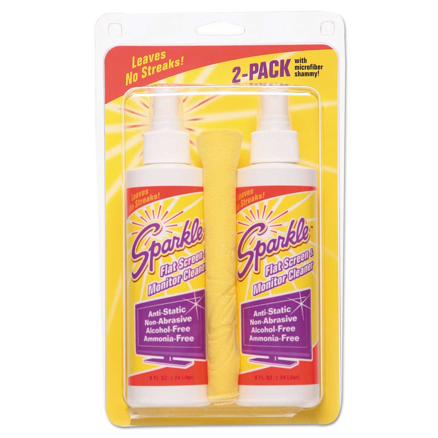 Sparkle Pleasant Scent Flat Screen and Monitor Cleaner, 8 Ounce Bottle -- 12 per case