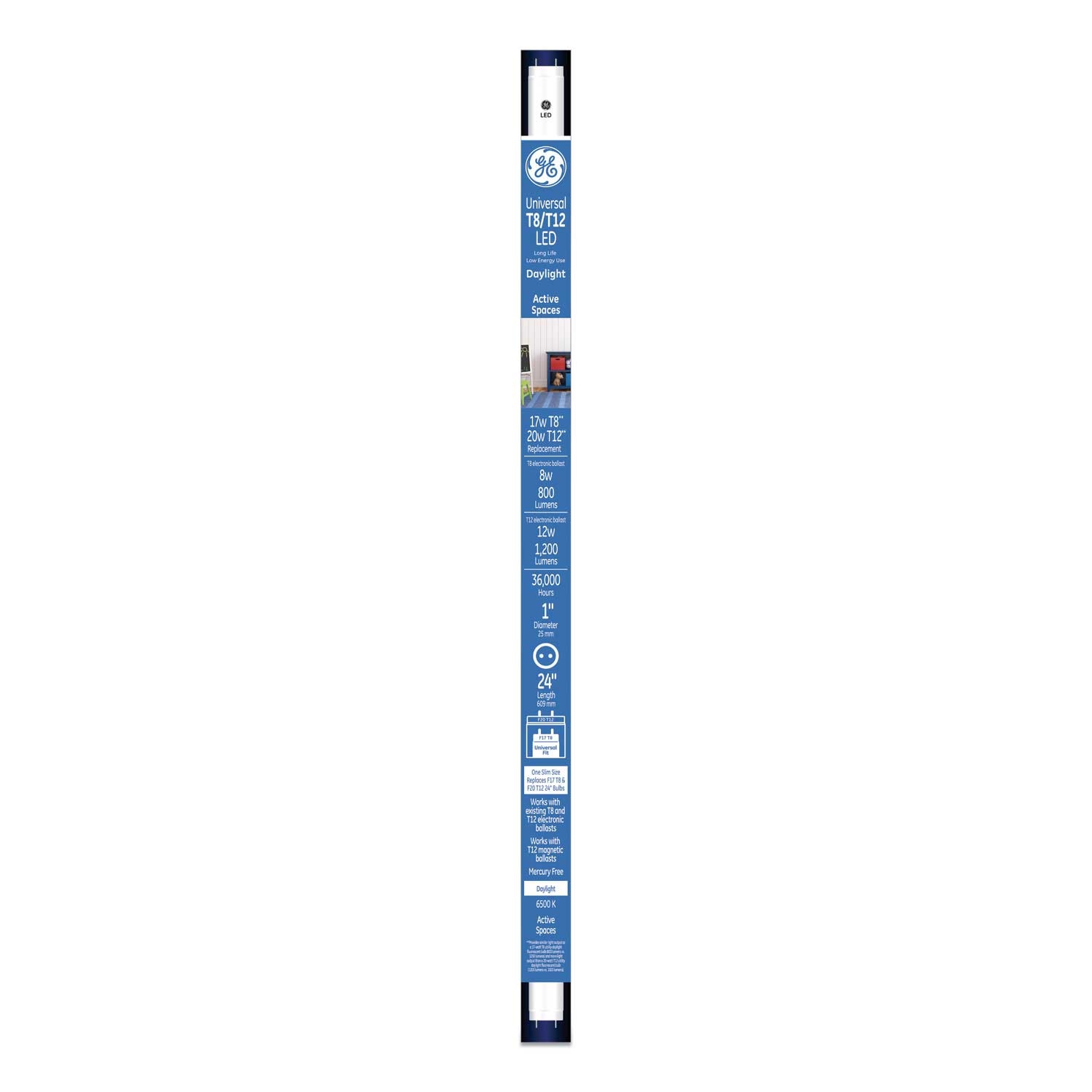 GE 20 Watts Daylight T8 LED Tube, 24 inch -- 6 per case
