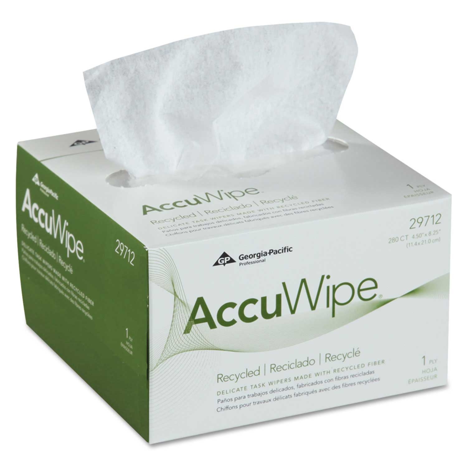 Georgia Pacific Professional White Accuwipe Recycled One Ply Delicate Task Wiper, 4 1/2 x 8 1/4 inch - 280 per box -- 60 per case